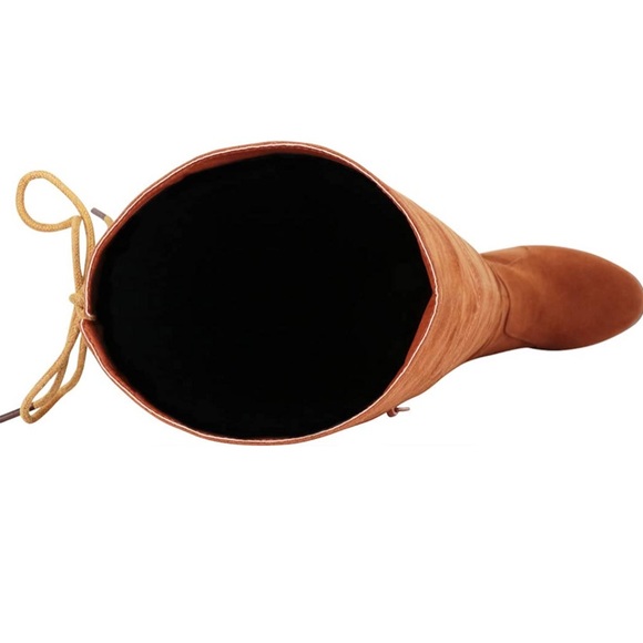 Tan Suede Lace Up Over the Knee Boot - Picture 6 of 6